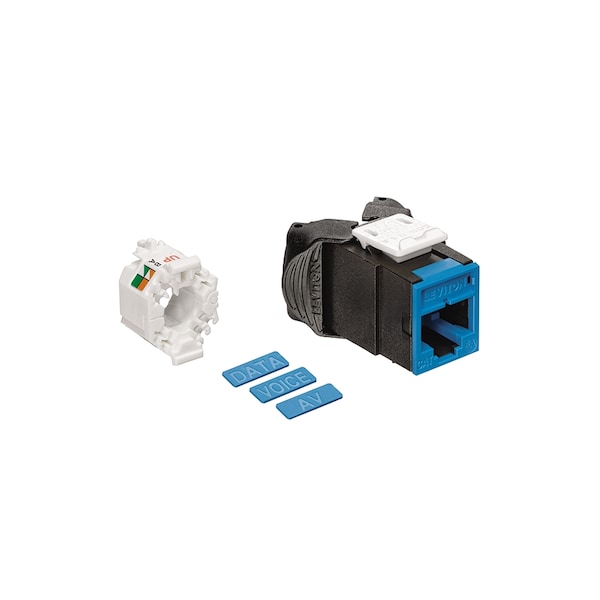 Leviton 1-Port Mod Jack 110 8W8P Utp, T568A/B Cat6A Quickport, Atlas-X1 Blue 6AUJK-RL6 - main